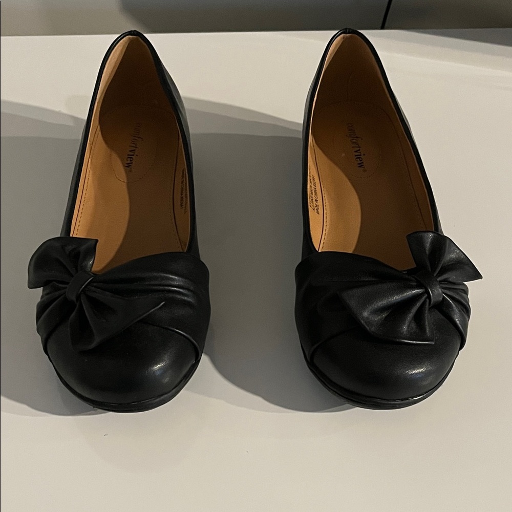 Comfortview Pamela Slip On Flats Elegant Black Flats  Decorative‎ Bow Size 9.5 W